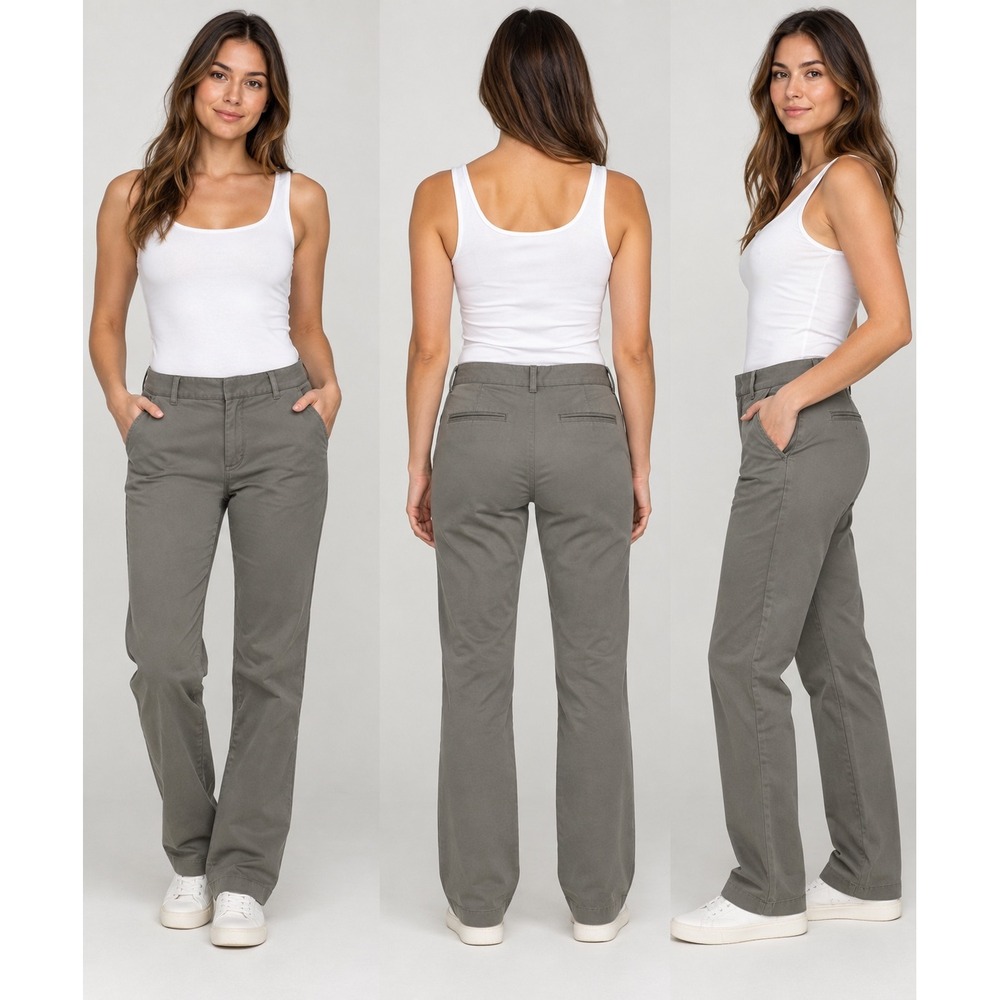 Khakis by Gap Womens Straight Leg Chino Pants Olive Green 6/28L 157999-03